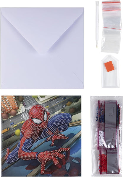 CRYSTAL ART Spiderman Kristallkunstkarte, 18 x 18 cm, Kristallkunst, Diamantmalerei, 8+ Jahre, nicht faltbar