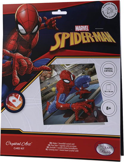 CRYSTAL ART Spiderman Kristallkunstkarte, 18 x 18 cm, Kristallkunst, Diamantmalerei, 8+ Jahre, nicht faltbar