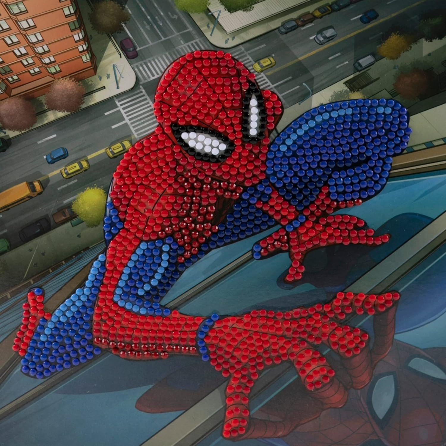 CRYSTAL ART Spiderman Kristallkunstkarte, 18 x 18 cm, Kristallkunst, Diamantmalerei, 8+ Jahre, nicht faltbar