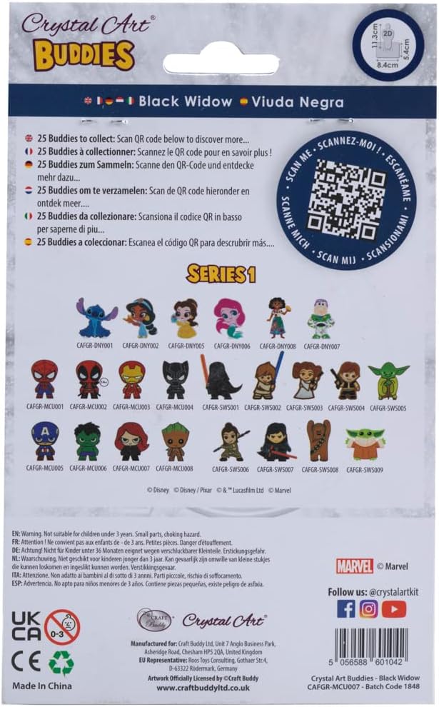 Black Widow Marvel Crystal Art Buddies Kit