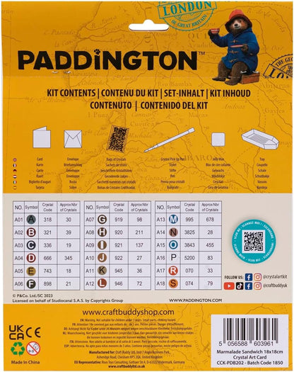 Paddington Diamond Painting/Crystal Art Kits, Bereik van Craft Buddy - Wenskaarten, Stickers, Notebooks, Foto's (18x18cm Marmelade Sandwich Wenskaart Kit