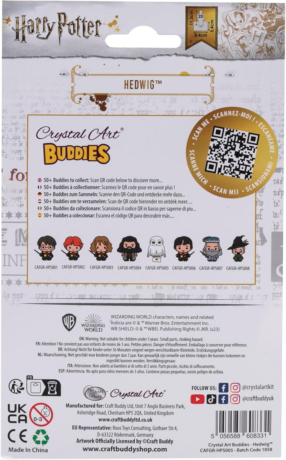 CRYSTAL ART - Set mit Diamant-Figuren – Manuelle Aktivität zum Basteln und Spaß – Erwachsene und Kinder – glitzernde Dekoration in verschiedenen Farben – Harry Potter – Hedwig