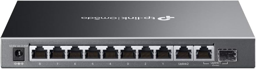 TP-Link ES210GMP 10 Port Gigabit PoE Network Switch, 8x PoE+ Ports, 123W Total Budget, IGMP Snooping, Omada Ethernet Switch, Ethernet Splitter, Metal Case, Easy Cloud Managment, Desktop/Wall Mounting