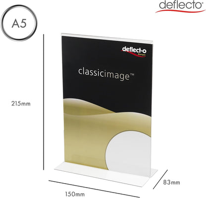 Deflecto A5 Portrait Stand Up Sign Holder, Stall Display Stand, Menu Stand, Leaflet Display Stand, Document Holder, Menu Holders for Tables