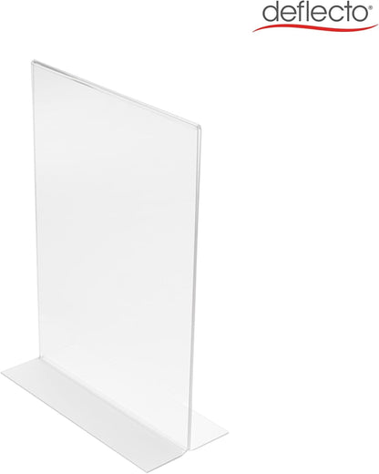Deflecto A5 Portrait Stand Up Sign Holder, Stall Display Stand, Menu Stand, Leaflet Display Stand, Document Holder, Menu Holders for Tables