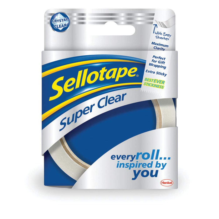 Sellotape Super Clear Tape 24mm x 50m (6 Pack) 1569087 Pack of 6 24 mm x 50 m