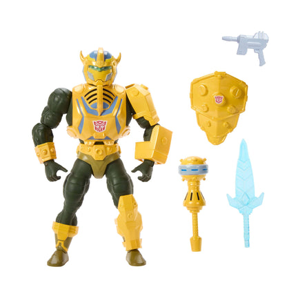 Masters of Universe Origins & Transformers Action Figure, Bumblebee Armor Man At Arms 5.5 Inch MOTU Posable Collaboration Toy, Accessories & Mini-Comic, JGT17