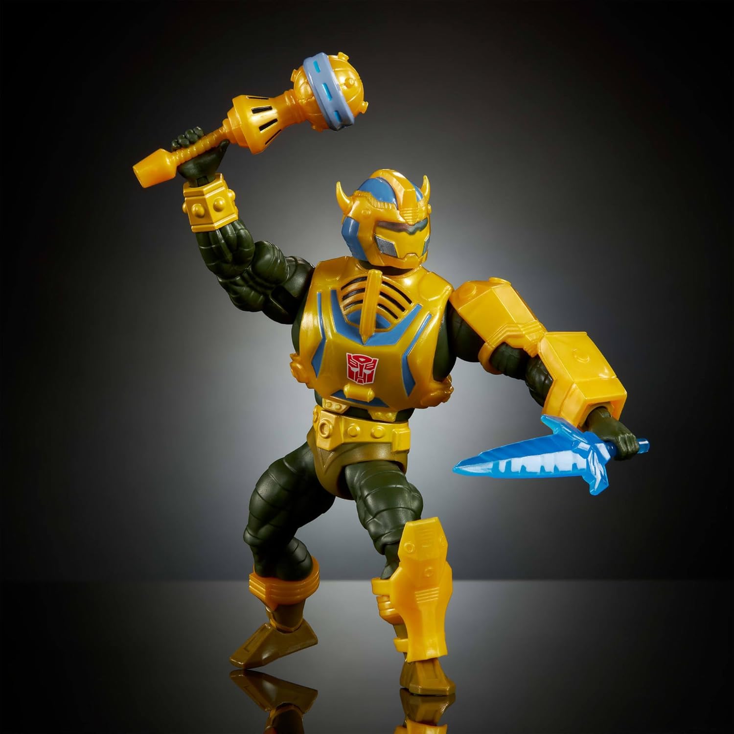 Masters of Universe Origins & Transformers Action Figure, Bumblebee Armor Man At Arms 5.5 Inch MOTU Posable Collaboration Toy, Accessories & Mini-Comic, JGT17
