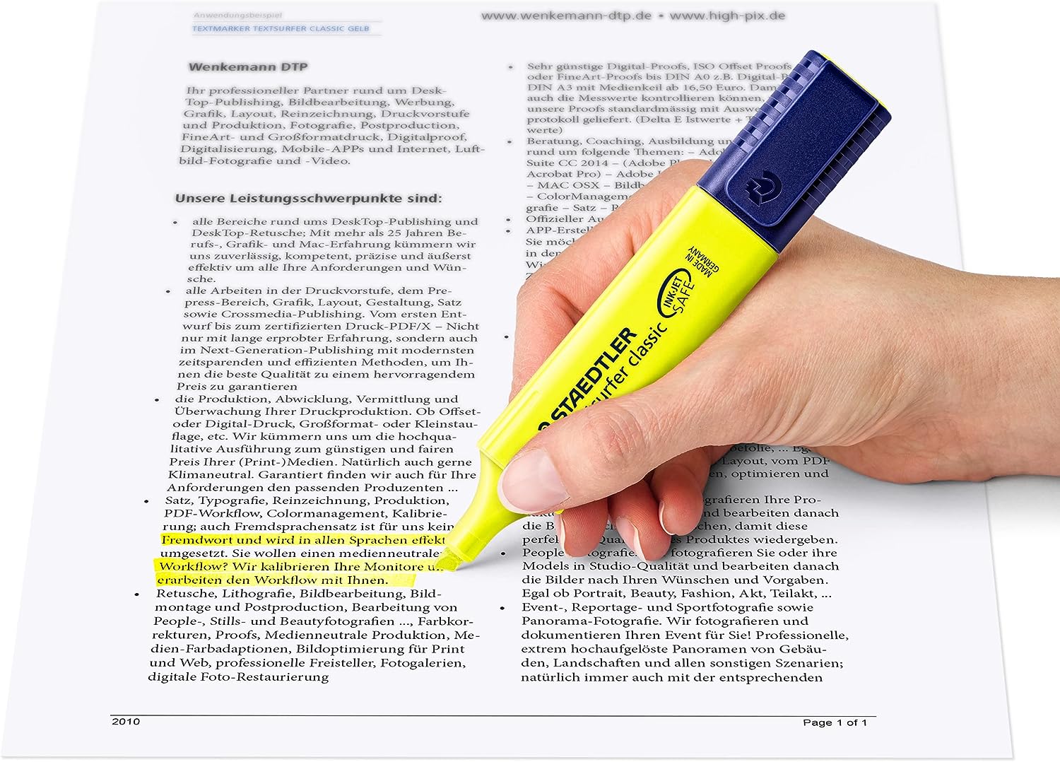STAEDTLER 364-1 Textsurfer Classic Highlighter - Yellow (Box of 10