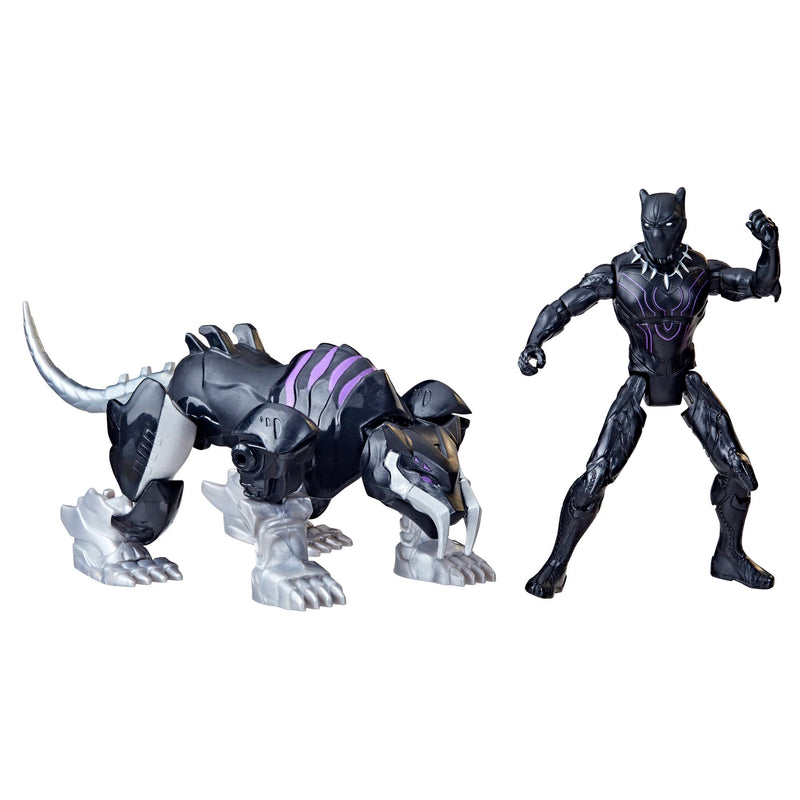 Marvel Mech Strike Mechasaurs, 4-Inch Black Panther with Sabre Claw Mechasaur Action Figures, Super Hero Toys for Kids Ages 4 and Up