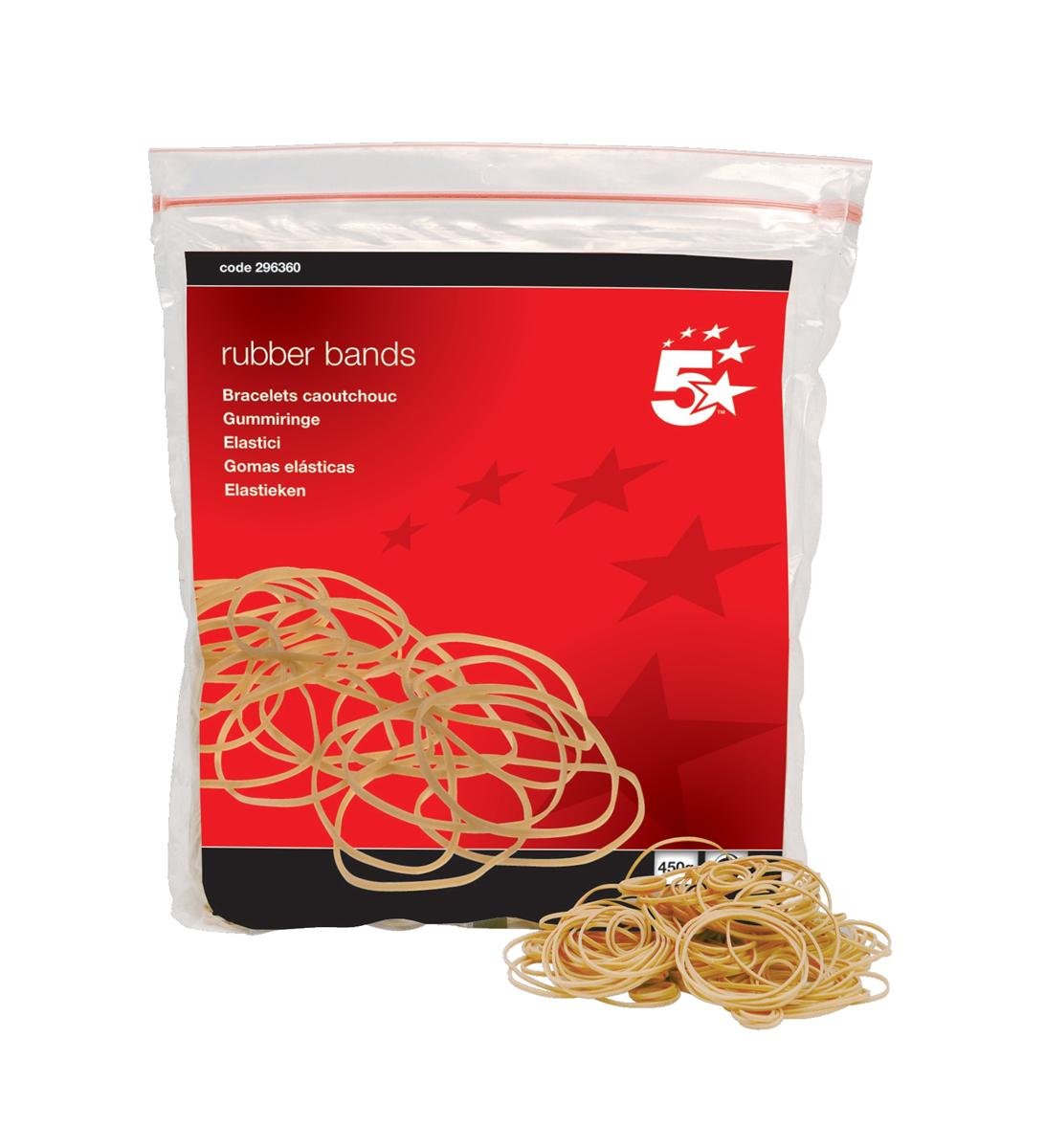 5 Star Office Rubber Bands No.16 Each 63x1.5mm Approx 2000 Bands , Brown
