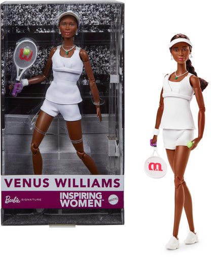 Barbie Signature - Venus Williams Serie Inspiring Women, bambola da collezione con completo da tennis e racchetta inclusa, confezione da esposizione, 6+ anni, HRM49