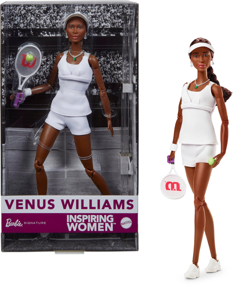 Barbie Signature - Venus Williams Serie Inspiring Women, bambola da collezione con completo da tennis e racchetta inclusa, confezione da esposizione, 6+ anni, HRM49