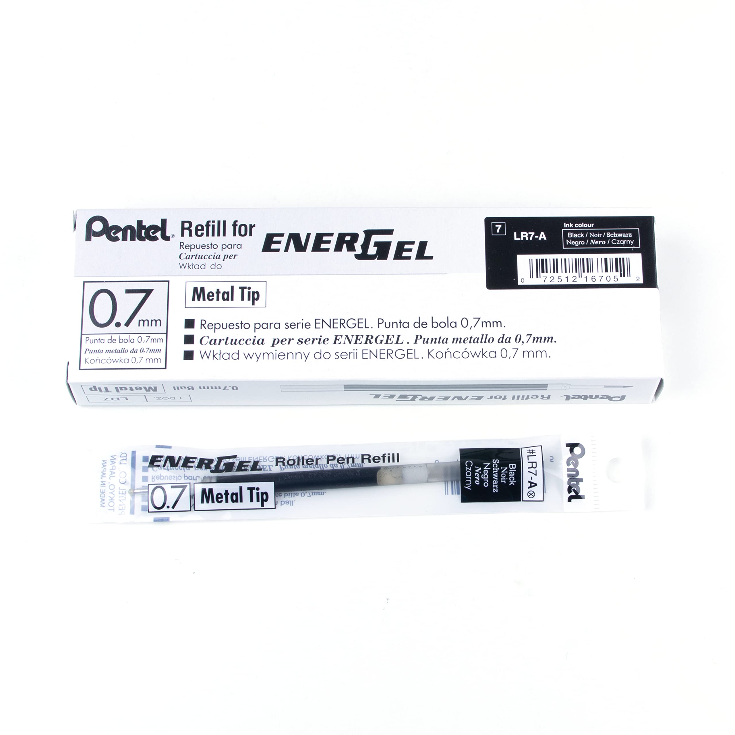Refill Ink for BL57/BL77 EnerGel Liquid Gel Pen, Box of 12, 0.7mm, Metal Tip, Black Ink (LR7-A-12