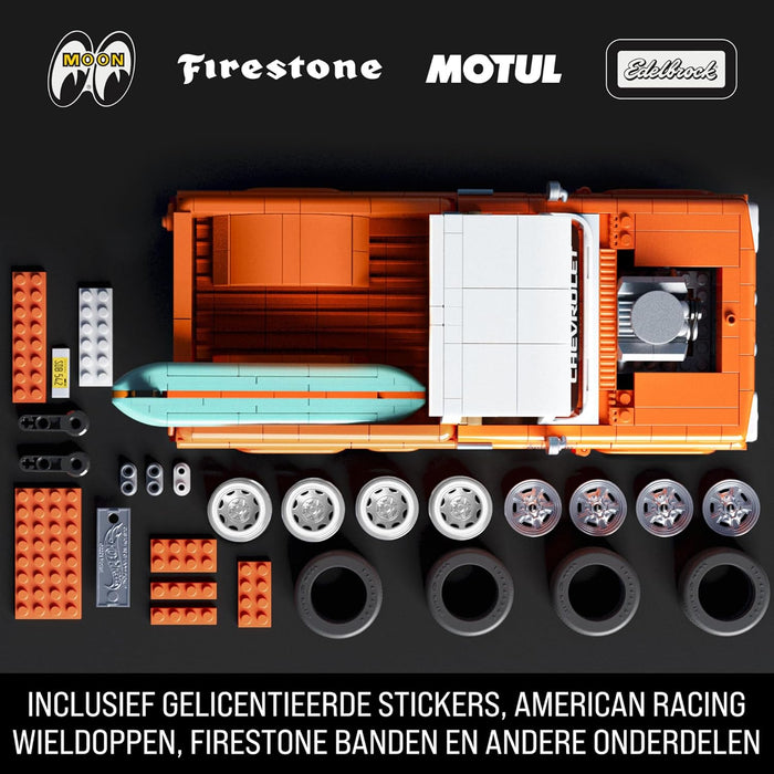 Mattel Brick Shop Hot Wheels Coffret de Construction Custom Chevy Pickup 1962 de Mattel Brick Shop, série Elite avec 858 pièces, pour les collectionneurs adultes et enfants à partir de 10 ans, JFT20