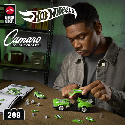 Mattel Brick Shop Hot Wheels Speed Series Building Set, Custom ’68 Camaro with 289 Pieces, Realistic Details and Custom Decals, Adult Collectors and Kids Ages 10+, JFT16