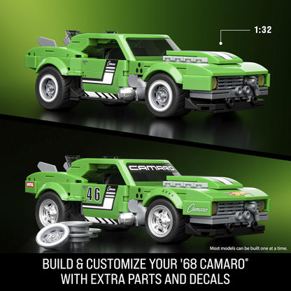 Mattel Brick Shop Hot Wheels Speed Series Building Set, Custom ’68 Camaro with 289 Pieces, Realistic Details and Custom Decals, Adult Collectors and Kids Ages 10+, JFT16
