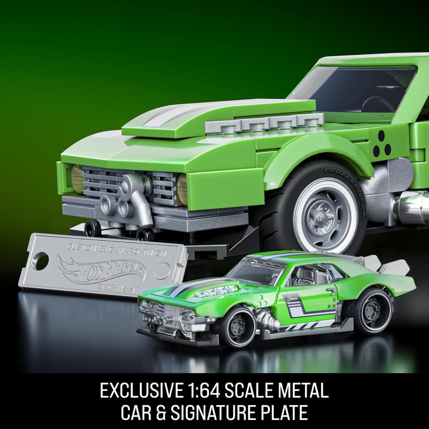 Mattel Brick Shop Hot Wheels Speed Series Building Set, Custom ’68 Camaro with 289 Pieces, Realistic Details and Custom Decals, Adult Collectors and Kids Ages 10+, JFT16