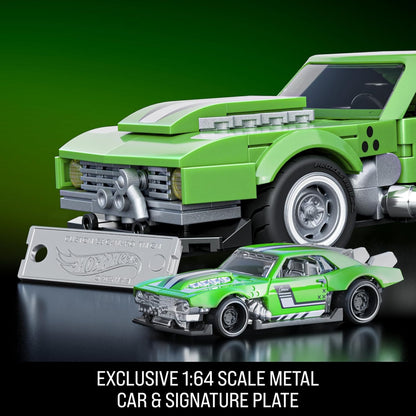 Mattel Brick Shop Hot Wheels Speed Series Building Set, Custom ’68 Camaro with 289 Pieces, Realistic Details and Custom Decals, Adult Collectors and Kids Ages 10+, JFT16