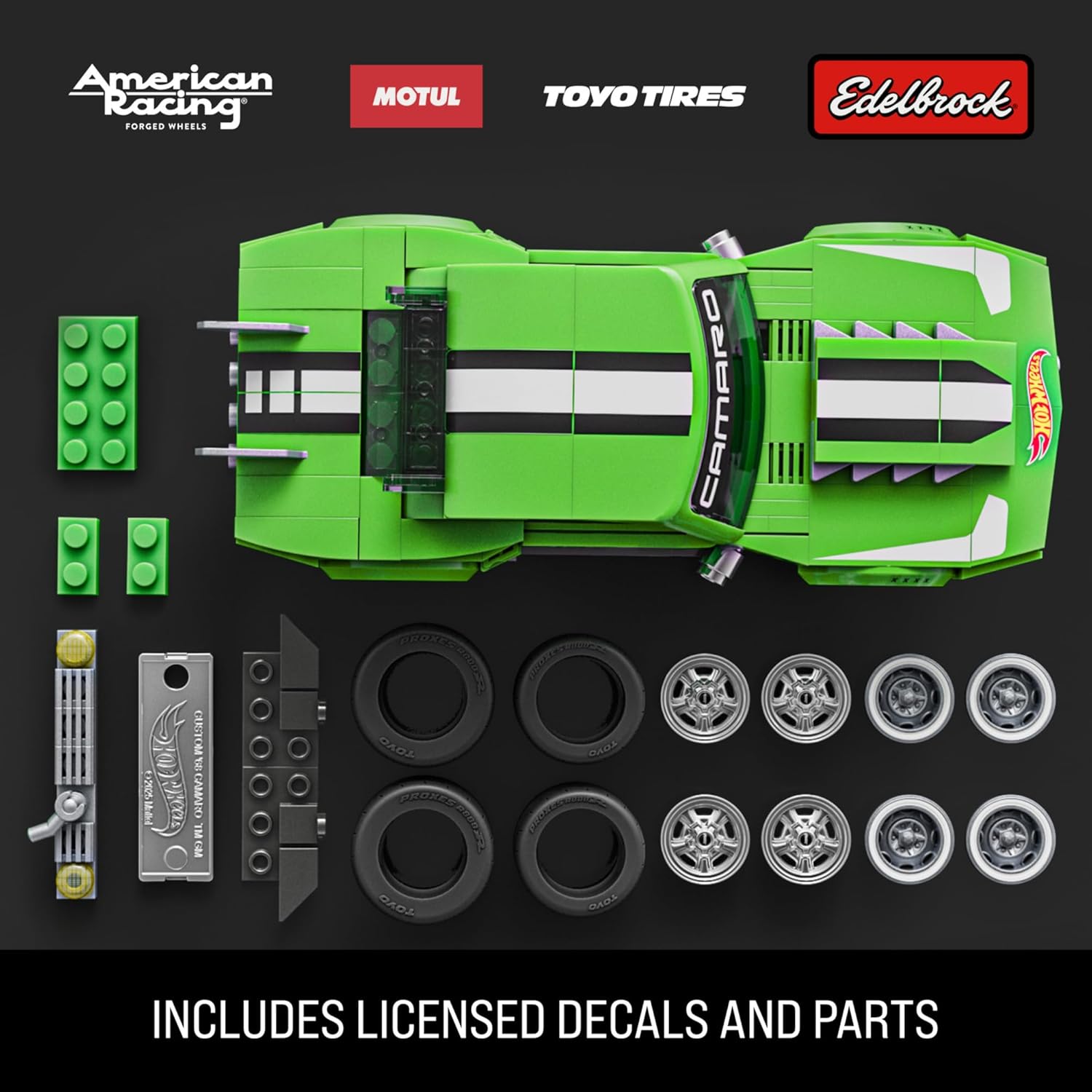 Mattel Brick Shop Hot Wheels Speed Series Building Set, Custom ’68 Camaro with 289 Pieces, Realistic Details and Custom Decals, Adult Collectors and Kids Ages 10+, JFT16
