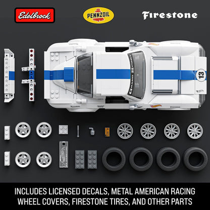 Mattel Brick Shop Hot Wheels Elite Series Corvette Grand Sport Building Set, 918 Pieces, Realistic Details, Custom Decals, Includes Metal Car, Father’s Day Gift, Adult Collectors, Kids Ages 10+,JGR31