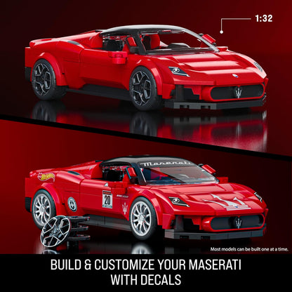 Mattel Brick Shop Hot Wheels Speed Series Building Set, Maserati MC20 with 250 Pieces, Realistic Details and Custom Decals, Adult Collectors and Kids Ages 10+, JFR90