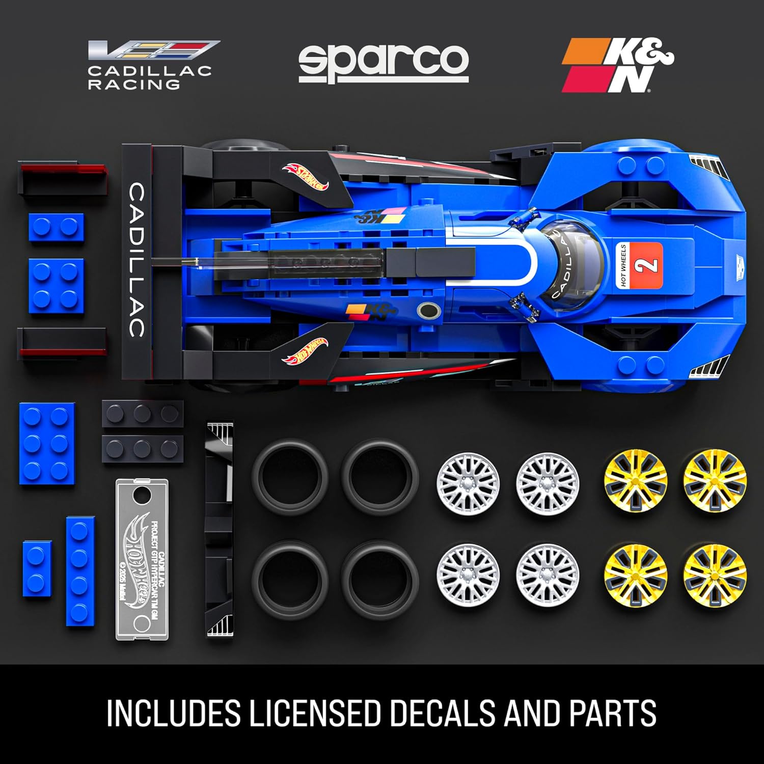 Mattel Brick Shop Hot Wheels Cadillac Project GTP Hypercar , 236 piezas, detalles realistas y pegatinas para personalizarlo, para adultos coleccionistas y niños y niñas a partir de 10 años, JFR89