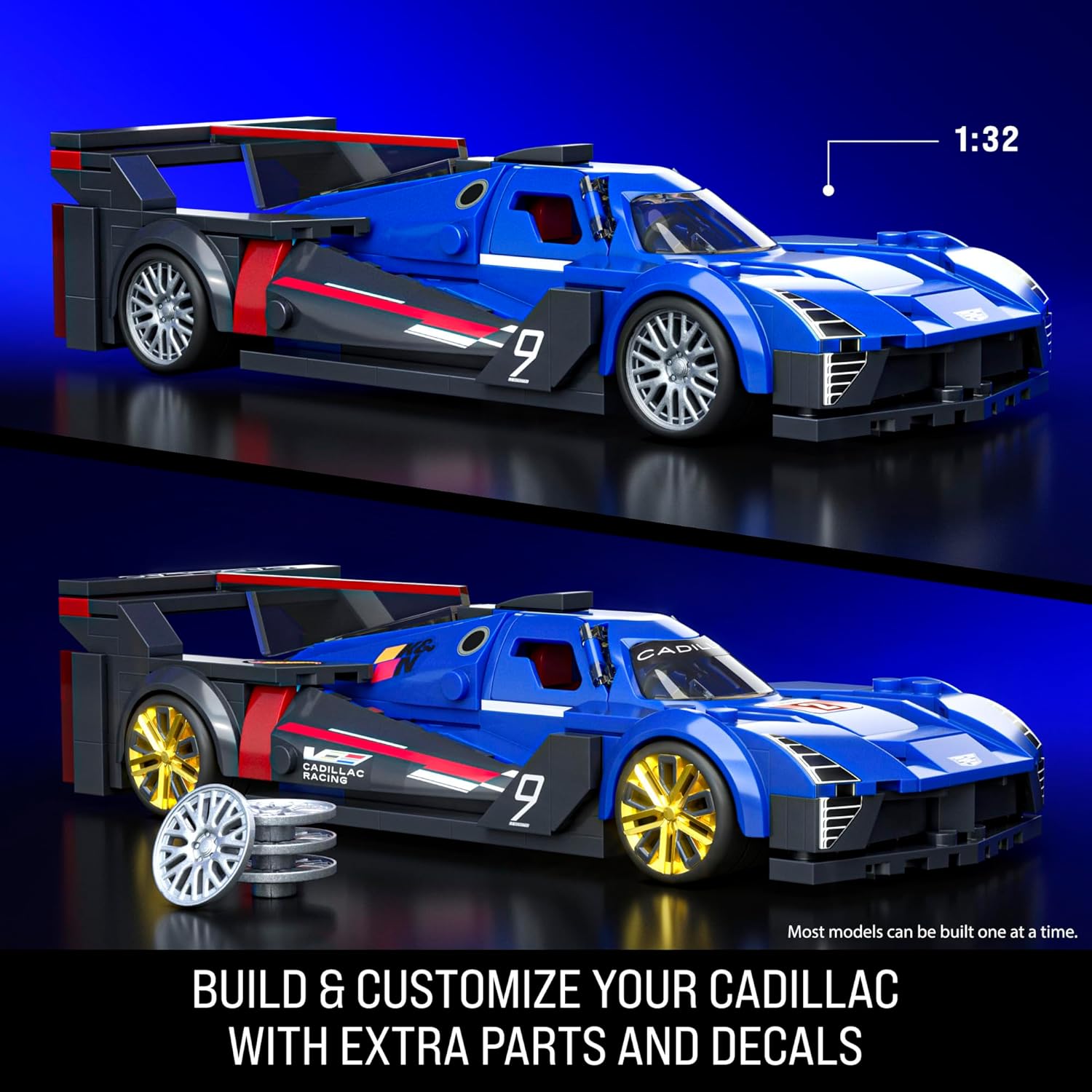 Mattel Brick Shop Hot Wheels Cadillac Project GTP Hypercar , 236 piezas, detalles realistas y pegatinas para personalizarlo, para adultos coleccionistas y niños y niñas a partir de 10 años, JFR89