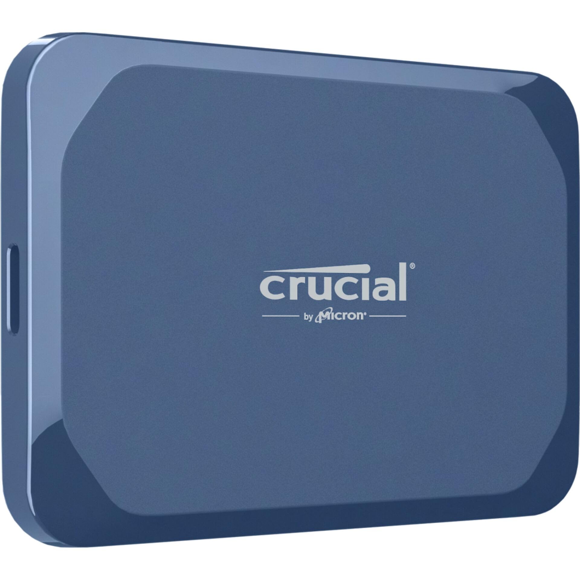 Crucial X10 2TB External Portable SSD Drive - Up to 2100MB/s, USB-C 3.2 Gen2, IP65 Water and Dust Resistant, External Solid State Drive, Matte Blue
