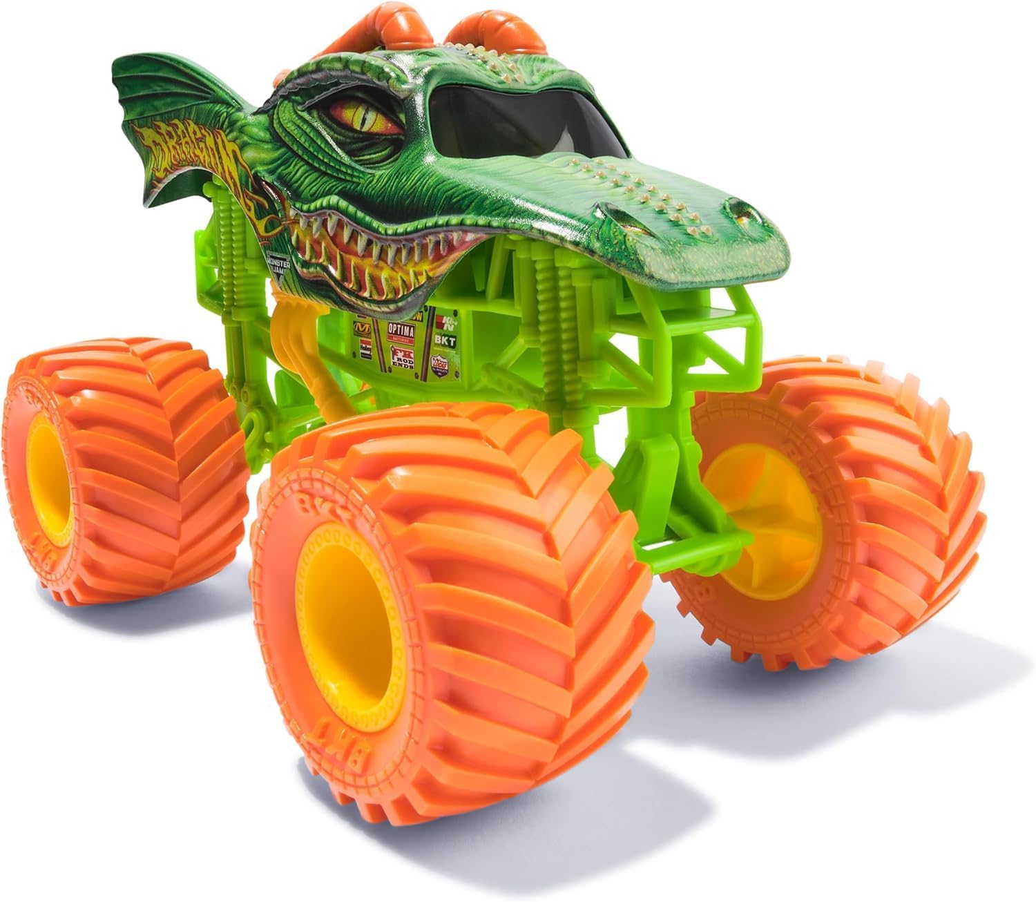 Monster Jam Series 23 Oversized Official Dragon Orange Wheels Monster Truck, Collector Die-Cast Vehicle, 1:24 Scale, Kids Toys for Boys Ages 3 and up