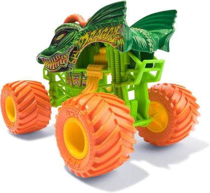 Monster Jam Series 23 Oversized Official Dragon Orange Wheels Monster Truck, Collector Die-Cast Vehicle, 1:24 Scale, Kids Toys for Boys Ages 3 and up