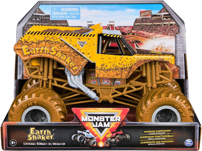 Monster Jam Series 23 Oversized Official Earth Shaker Monster Truck, Collector Die-Cast Vehicle, 1:24 Scale, Kids Toys for Boys Ages 3 and up