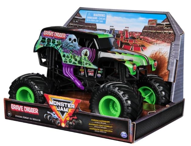 Monster Jam Series 23 Oversized Official Grave Digger Monster Truck, Collector Die-Cast Vehicle, 1:24 Scale, Kids Toys for Boys Ages 3 and up