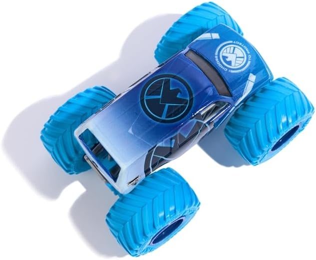 Monster Jam Marvel Series 3 Shield Truck Monster Truck, 1:64 Scale, Die-Cast Vehicle with Blue Tires, Spin Master Collectible