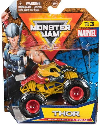 Monster Jam Marvel Thor Monster Truck - 1:64 Scale Die-Cast Vehicle - Series 3