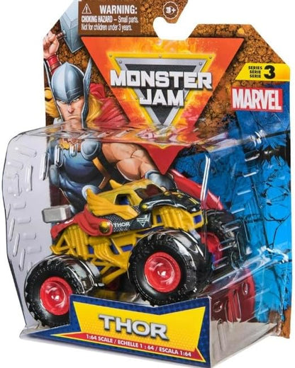 Monster Jam Marvel Thor Monster Truck - 1:64 Scale Die-Cast Vehicle - Series 3