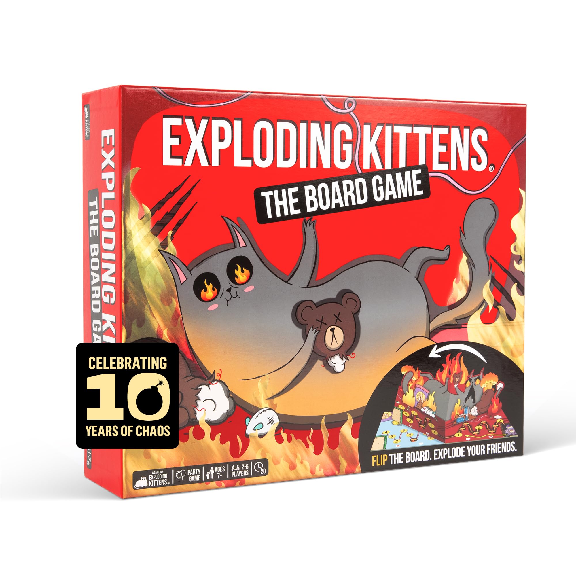 Exploding Kittens: The Board Game - The Action Packed Party Game to Celebrate 10th Birthday - 2-6 Players Aged 7+ - Great for Adults, Teens, Collectors, Kids