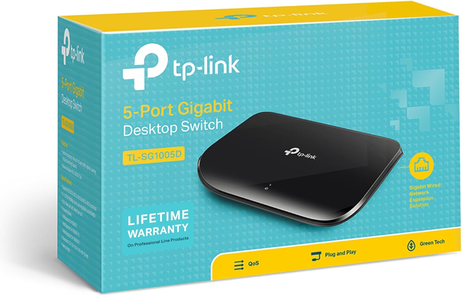 TP-Link TL-SG1005D, 5 Port Gigabit Ethernet Network Switch, Ethernet Splitter, Hub, Desktop and Wall-Mounting, Plastic Case, Plug and Play, Energy-Saving, Black