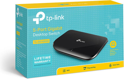 TP-Link TL-SG1005D, 5 Port Gigabit Ethernet Network Switch, Ethernet Splitter, Hub, Desktop and Wall-Mounting, Plastic Case, Plug and Play, Energy-Saving, Black