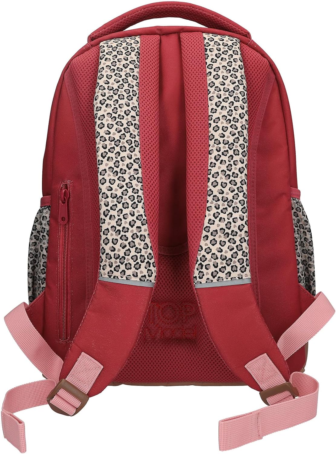 Depesche 13641 TOPModel Leoheart School Backpack in Red and Pink with Model Motif and Leo Print, School Bag with Adjustable Straps