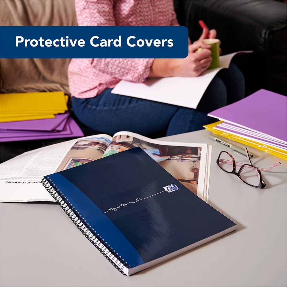 My Notes A4 Card Cover Wirebound Notebook Ruled with Margin and Perforated 100 Page, 5 Notebooks