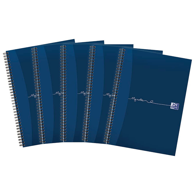 My Notes A4 Card Cover Wirebound Notebook Ruled with Margin and Perforated 100 Page, 5 Notebooks