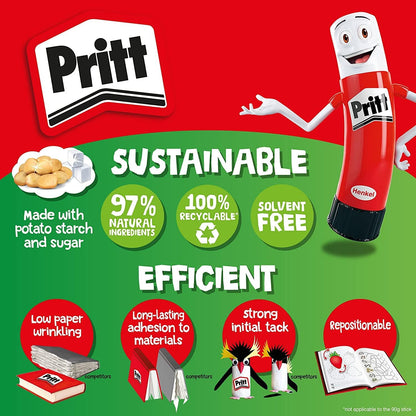 Pritt Glue Stick, Safe & Child-Friendly Craft Glue for Arts & Crafts Activities, Strong-Hold adhesive for School & Office Supplies, 43g (Pack of 5