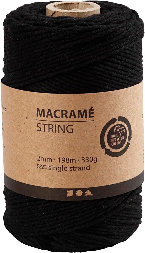Creativ Company - Macrame Koord Zwart 198m