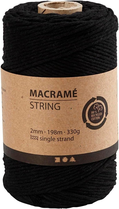 Creativ Company - Macrame Koord Zwart 198m