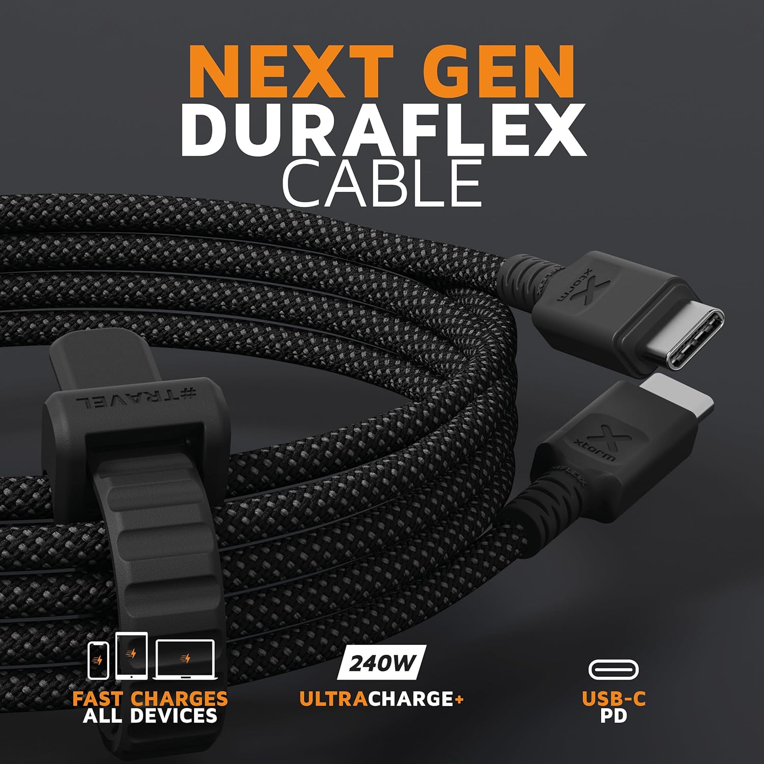 Next Gen Ultra 240W USB-C PD Cable (1.5m) Black by Xtorm