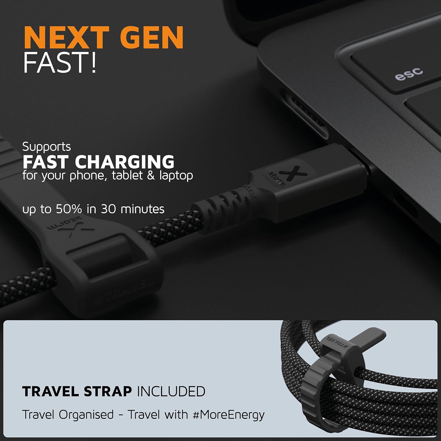 Next Gen Ultra 240W USB-C PD Cable (1.5m) Black by Xtorm
