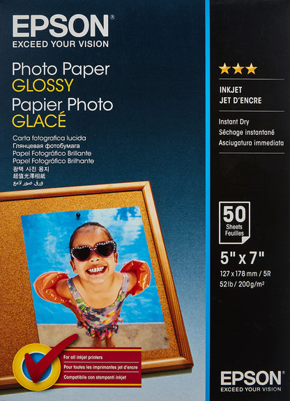 Epson C13S042545 13 x 18 cm Glossy Photo Paper (Pack of 50),White