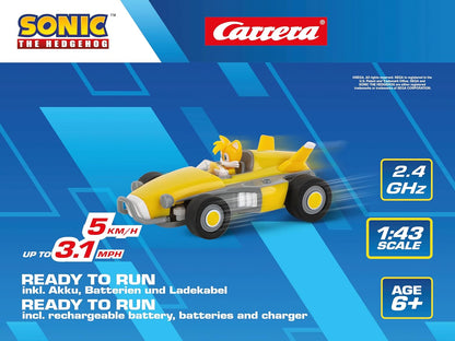 Carrera - 370430023 RC I Team Sonic Racing Mini RC 1:43 I Ferngesteuertes Fahrzeug I Offiziell lizenziert I Authentisches Sonic The Hedgehog Design I Detailgetreue Darstellung