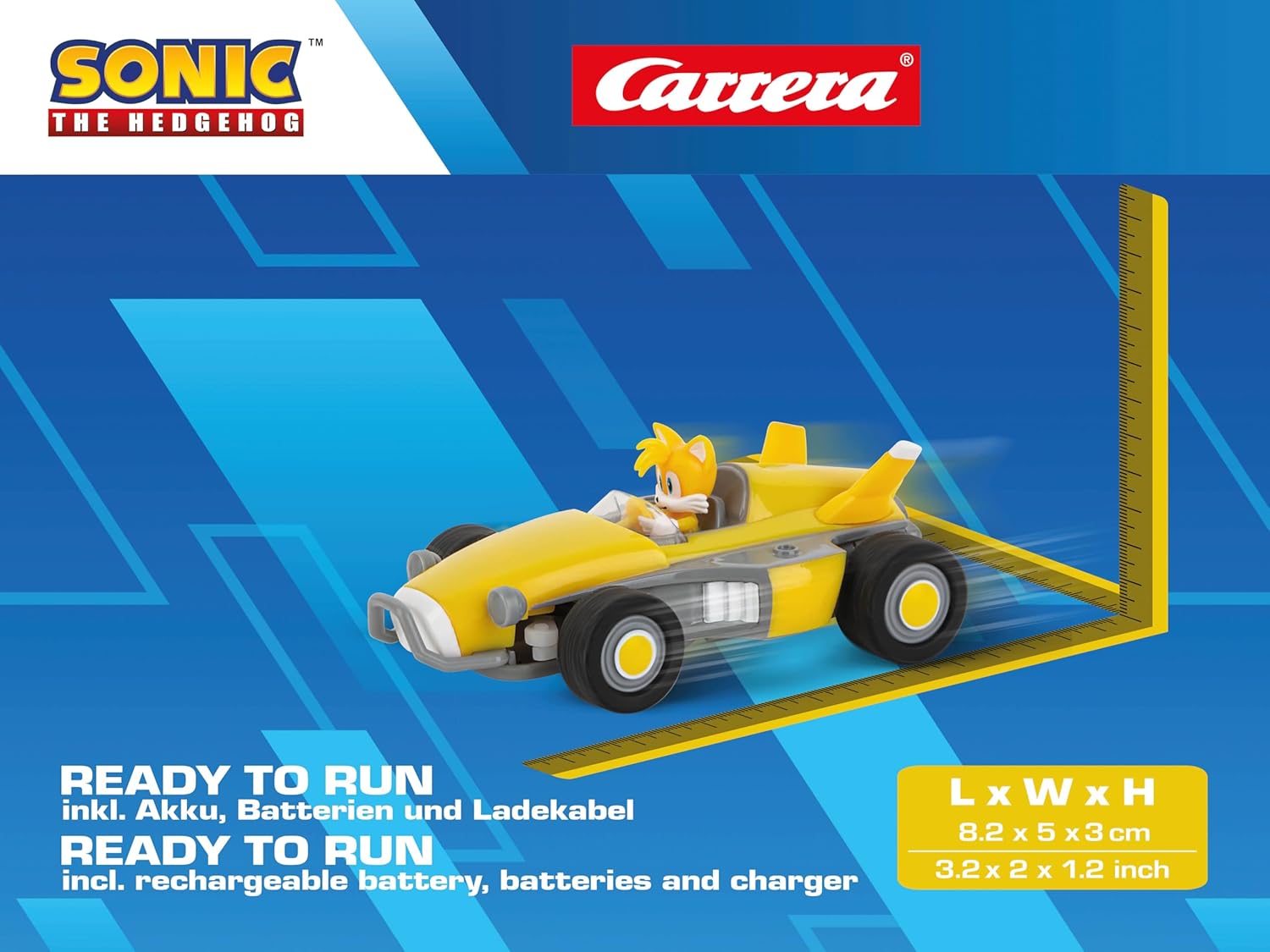 Carrera - 370430023 RC I Team Sonic Racing Mini RC 1:43 I Ferngesteuertes Fahrzeug I Offiziell lizenziert I Authentisches Sonic The Hedgehog Design I Detailgetreue Darstellung